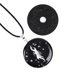 Juwelo Anhänger-Set Schneeflocken-Obsidian und Lavaperle