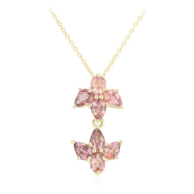 Nicht erhitzter Padparadscha-Saphir-Goldhalskette