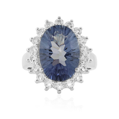 Blauer Mystik-Quarz-Silberring