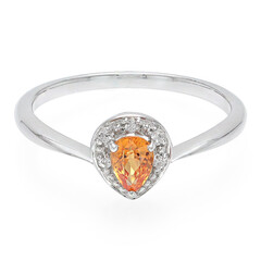 Oranger Saphir-Silberring