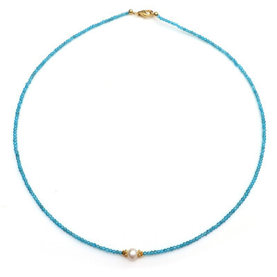Blauer Apatit-Silberhalskette