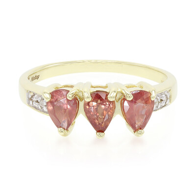 Nicht erhitzter Padparadscha-Saphir-Goldring