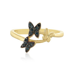 Blauer I3 Diamant-Silberring