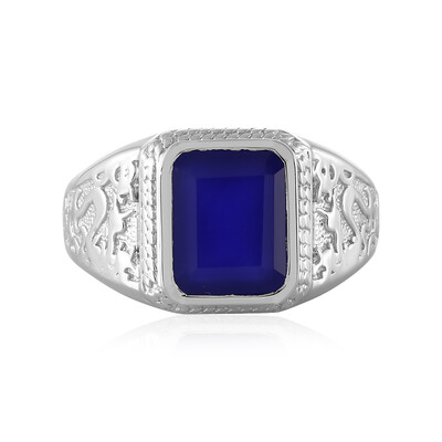 Blauer Chalzedon-Silberring
