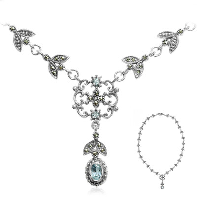 Himmelblauer Topas-Silbercollier