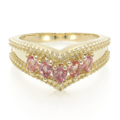 Nicht erhitzter Padparadscha-Saphir-Goldring
