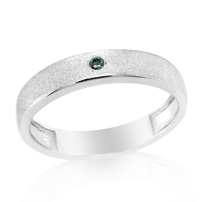 Blauer I3 Diamant-Silberring