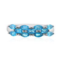 Neonblauer Apatit-Silberring