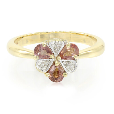 Nicht erhitzter Padparadscha-Saphir-Goldring