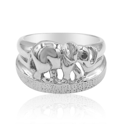 Schwarzer Brillant-Silberring