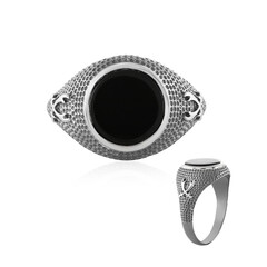 Schwarzer Onyx-Herren-Silberring
