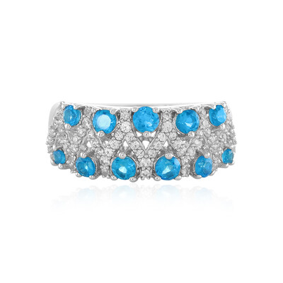 Neonblauer Apatit-Silberring