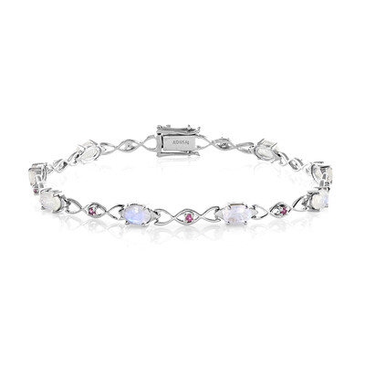 Regenbogen-Mondstein-Silberarmband