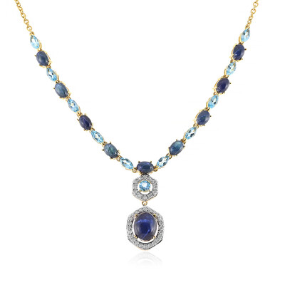Blauer Stern-Saphir-Silbercollier