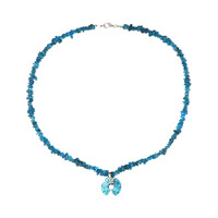 Neonblauer Apatit-Silberhalskette (Riya)