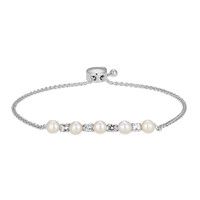 Weiße Süßwasserzuchtperlen-Silberarmband