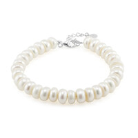 Weiße Süßwasserzuchtperlen-Silberarmband (TPC)