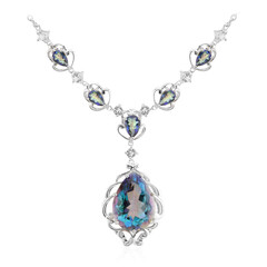 Blauer Mystik-Quarz-Silbercollier