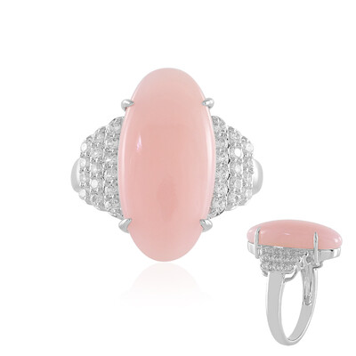 Pinkfarbener Opal-Silberring