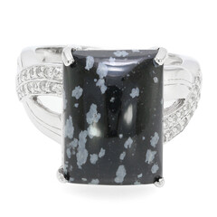 Schneeflocken-Obsidian-Silberring