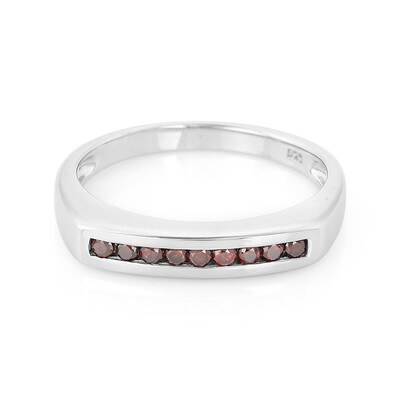 Roter Cognac-Brillant-Silberring