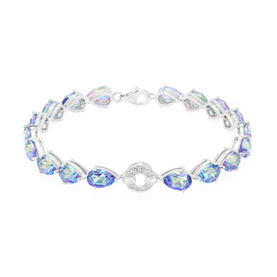 Blauer Mystik-Topas-Silberarmband