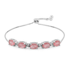 Pinkfarbener Pastell-Quarz-Silberarmband