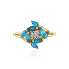 Neonblauer Apatit-Silberring