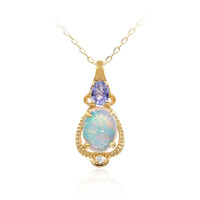 Lightning Ridge-Schwarzer Opal-Goldhalskette