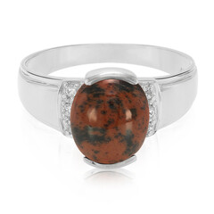 Mahagoni-Obsidian-Herren-Silberring