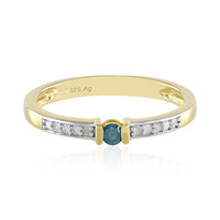 Blauer I2 Brillant-Silberring