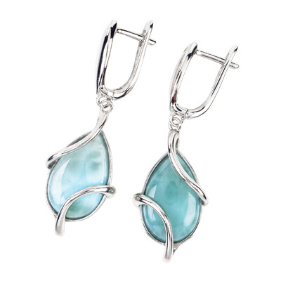 Larimar-Silberohrringe