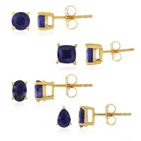 Blauer Madagaskar-Saphir-Silberohrringe-Set