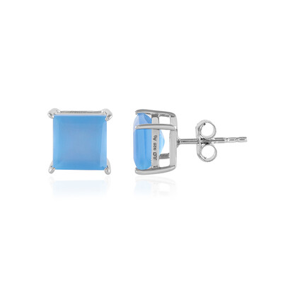 Blauer Chalzedon-Silberohrringe
