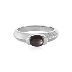 Schwarzer Stern-Saphir-Silberring