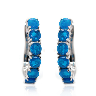 Neonblauer Opal-Silberohrringe