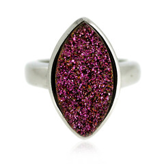 Pinkfarbener Glitzer-Achat-Silberring