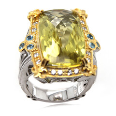 Ouro Verde-Quarz-Silberring (Dallas Prince Designs)