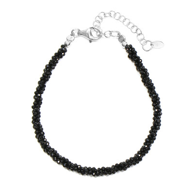 Schwarzer Spinell-Silberarmband
