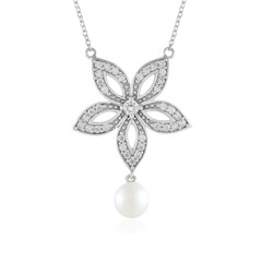 Weiße Süßwasserzuchtperlen-Silbercollier