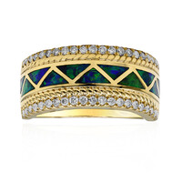 Lightning Ridge-Schwarzer Opal-Goldring (CIRARI)