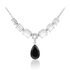 Schwarzer Spinell-Silbercollier