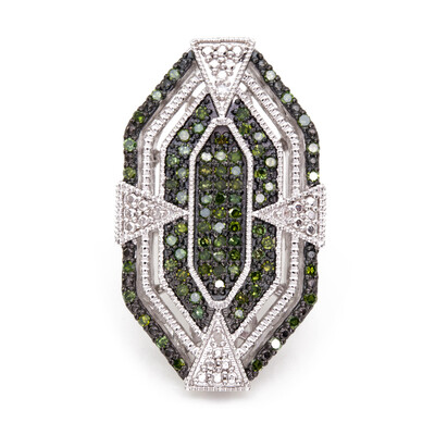 Grüner Diamant-Silberring
