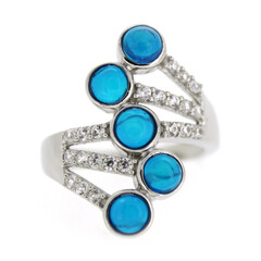 Neonblauer Opal-Silberring