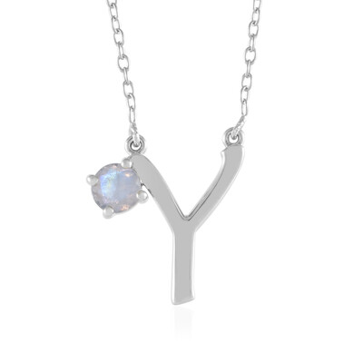 Regenbogen-Mondstein-Silbercollier