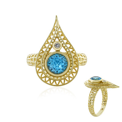 Schweizblauer Topas-Goldring (Ornaments by de Melo)