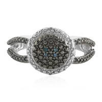 Blauer I Diamant-Silberring