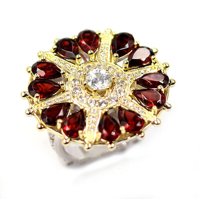 Mosambik-Granat-Silberring (Dallas Prince Designs)