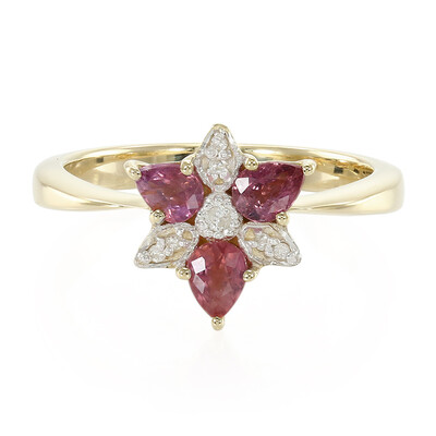 Nicht erhitzter Padparadscha-Saphir-Goldring