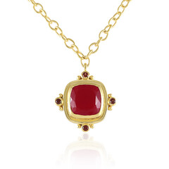 Himbeer-Chalzedon-Messingcollier (Juwelo Style)